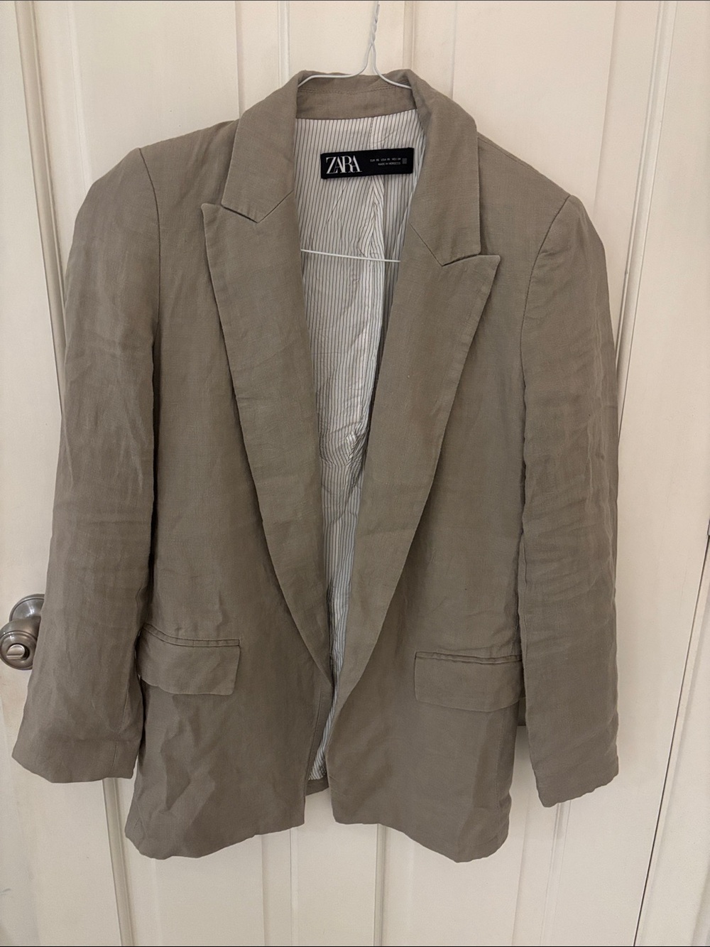 Zara 100% linen Light Taupe Blazer light weight